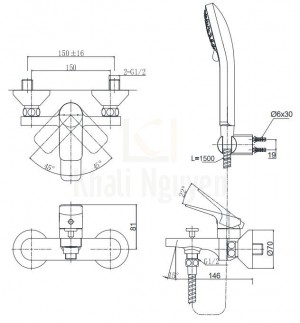 Bản Vẽ Sen Tắm TOTO TTMR302/TTSR106EMF Nóng Lạnh 