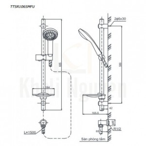 Bản Vẽ Thanh Trượt Sen Tắm TOTO TTSR106SMFU