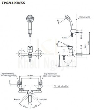 Bản Vẽ Vòi Sen Tắm TOTO TVSM103NSS Nóng Lạnh 