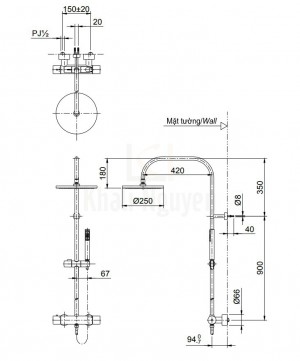 Bản Vẽ Sen Cây TOTO TX454SESV2BRS Nhiệt Độ