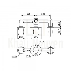 Bản Vẽ Van Điều Chỉnh TOTO TX469SQBR Âm Tường