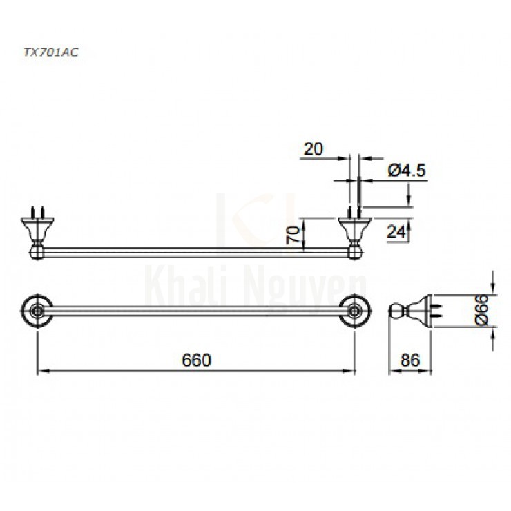 Bản Vẽ Thanh Treo Khăn TOTO TX701AC