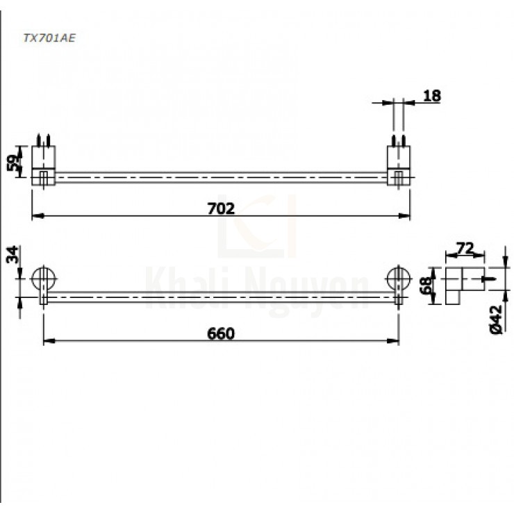 Bản vẽ Thanh Treo Khăn TOTO TX701AE