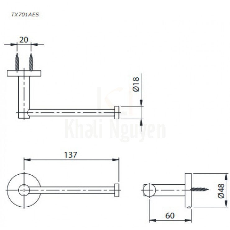 Bản Vẽ Thanh Treo Khăn TOTO TX701AES