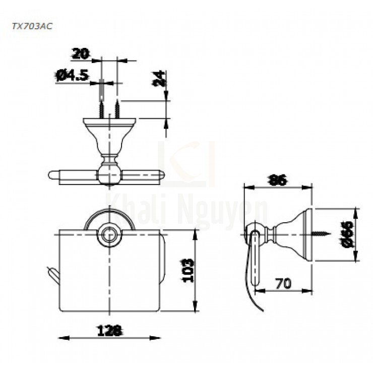 Bản Vẽ Hộp Đựng Giấy Vệ Sinh TOTO TX703AC