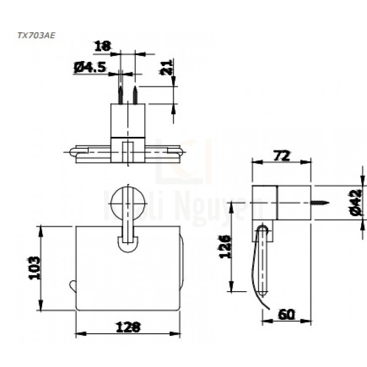 Bản Vẽ Hộp Đựng Giấy Vệ Sinh TOTO TX703AE