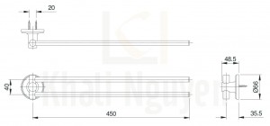 Bản Vẽ Thanh Vắt Khăn Đôi Xoay TOTO TX725AC