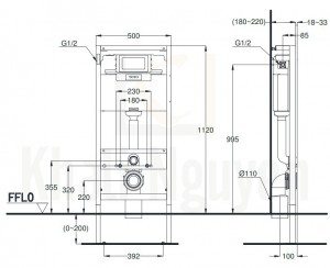 Bản Vẽ Két Nước Và Khung Âm Tường TOTO WH045D