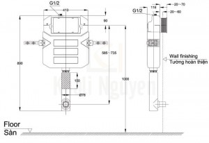 Bản Vẽ Két Nước Âm Tường TOTO WH050