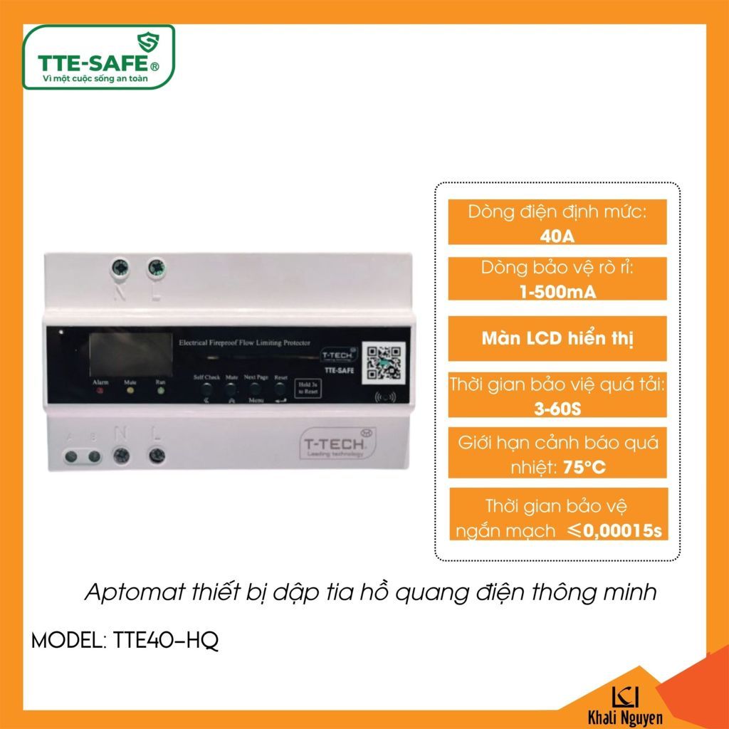 Aptomat thiết bị dập tia hồ quang điện thông minh TTE-SAFE TTE40-HQ