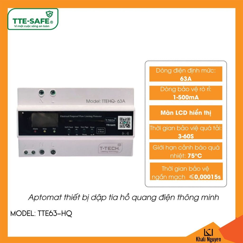 Aptomat thiết bị dập tia hồ quang điện thông minh TTE-SAFE TTE63-HQ