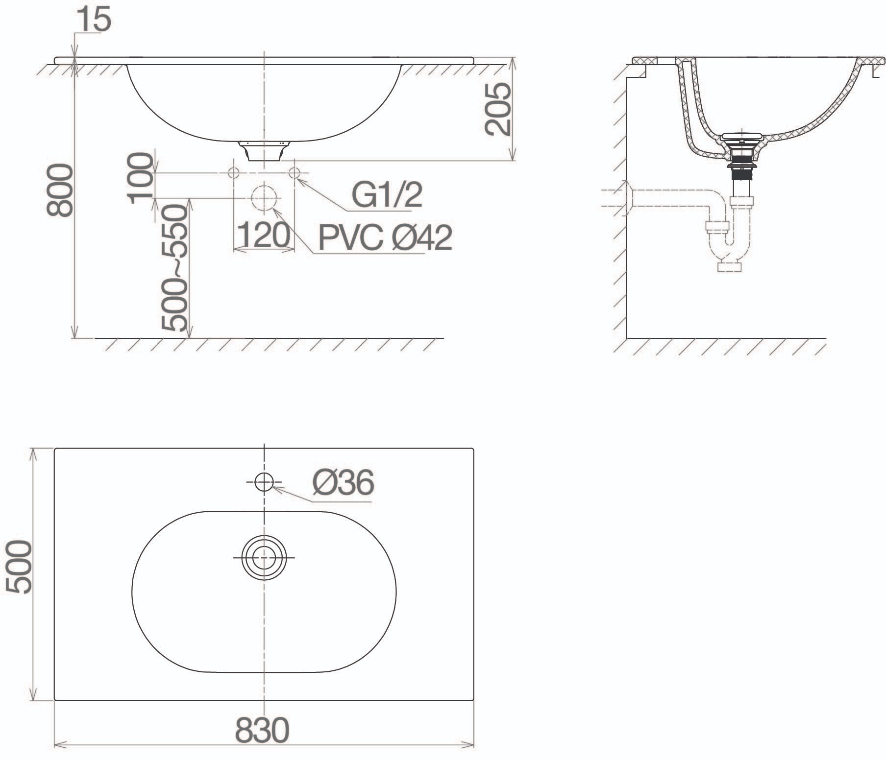 Bản vẽ chậu rửa lavabo Viglacera CB69 bán dương bàn