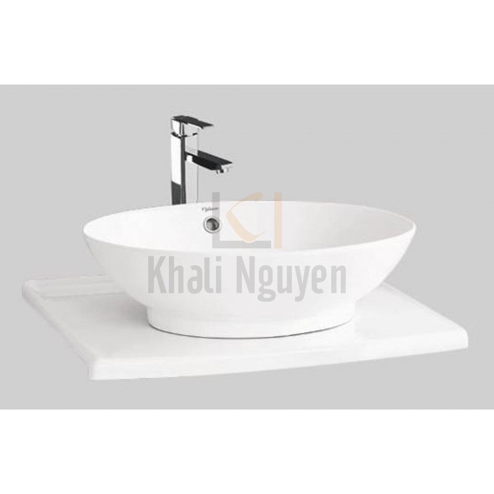 Chậu Rửa Mặt Lavabo Viglacera BS415 Đặt Bàn Đá Oval