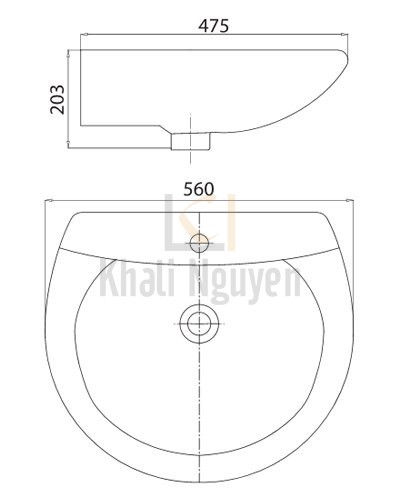 Bản vẽ lavabo Viglacera BS409