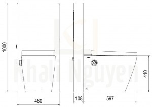 Bản Vẽ Bồn Cầu Thông Minh Viglacera Platinum P.16.321 Đặt Sàn Kính Trắng