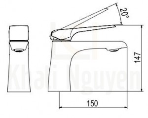 Bản Vẽ Vòi Lavabo Viglacera Platinum P.51.351 Nóng Lạnh