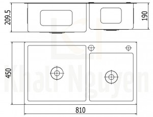 Bản Vẽ Chậu Bếp Inox Viglacera Platinum P.63.320 2 Hộc