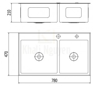 Bản Vẽ Chậu Bếp Inox Viglacera Platinum P.63.350